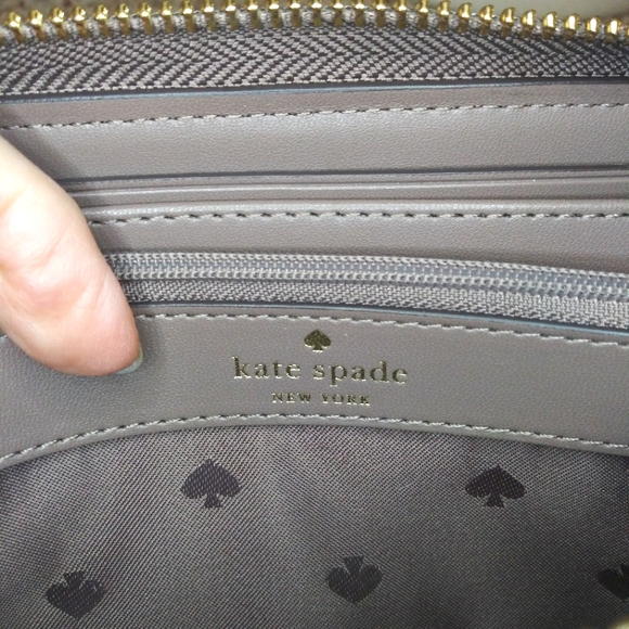 Kate Spade Taupish Lavender Large Continental Zip Around Leather Wallet - Picture 10 of 13